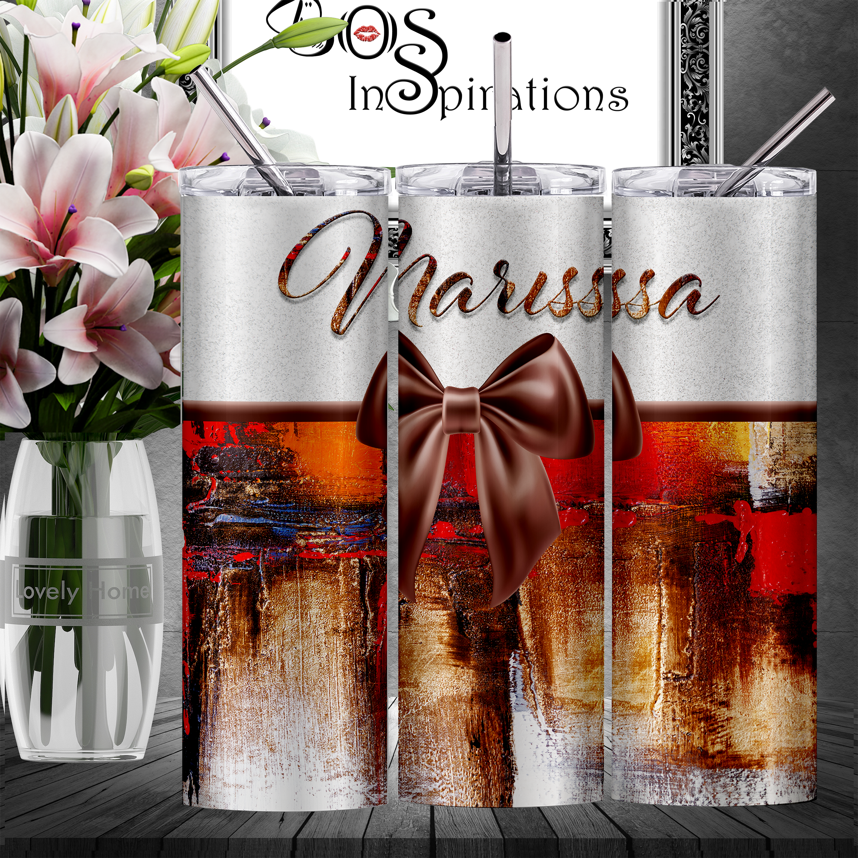 Personalized Art Deco Name Tumbler, Design: S4 - Everything Etched