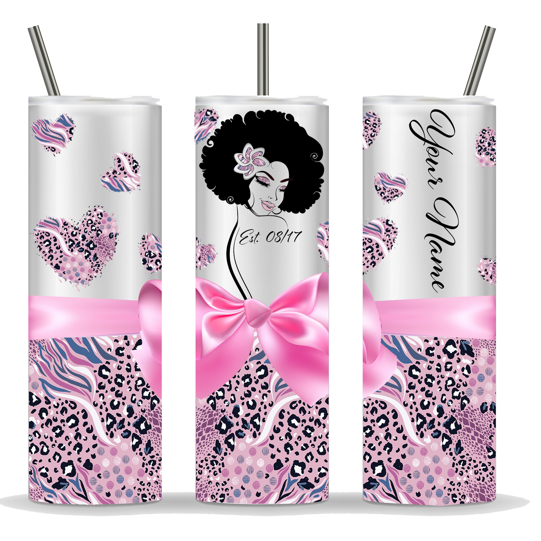 Pink Girly Tumbler Pink Leopard Print Tumbler Personalized 